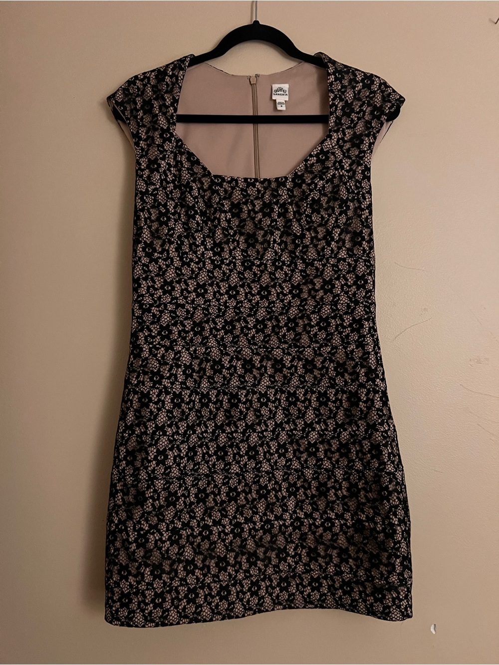 Signature by Sangria Black and Blush Floral Mini Dress